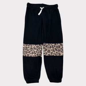 Vintage Havana Black Joggers with Leopard Detail – Size L (14) EUC